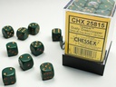 Dice: Chessex - Opaque - 12mm D6 (x36) - Dusty Green/copper