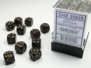 Dice: Chessex - Opaque - 12mm D6 (x36) - Black/gold