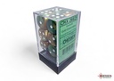 Dice: Chessex - Gemini - 16mm D6 (x12) - Gold-Green/white