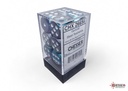 Dice: Chessex - Gemini - 16mm D6 (x12) - Steel-Teal/white