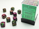Dice: Chessex - Gemini - 12mm D6 (x36) - Green-Purple/gold