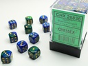 Dice: Chessex - Gemini - 12mm D6 (x36) - Blue-Green/gold