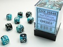 Dice: Chessex - Gemini - 12mm D6 (x36) - Black-Shell/white