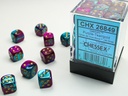 Dice: Chessex - Gemini - 12mm D6 (x36) - Purple-Teal/gold