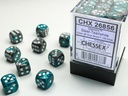 Dice: Chessex - Gemini - 12mm D6 (x36) - Steel-Teal/white