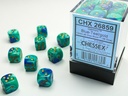 Dice: Chessex - Gemini - 12mm D6 (x36) - Blue-Teal/gold