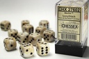 Dice: Chessex - Marble - 16mm D6 (x12) - Ivory/black