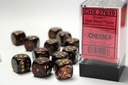 Dice: Chessex - Scarab - 16mm D6 (x12) - Blue Blood/gold