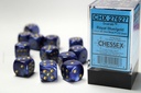 Dice: Chessex - Scarab - 16mm D6 (x12) - Royal Blue/gold