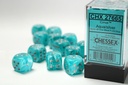Dice: Chessex - Cirrus - 16mm D6 (x12) - Aqua/silver 