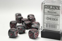 Dice: Chessex - Velvet - 16mm D6 (x12) - Black/red