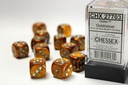 Dice: Chessex - Glitter - 16mm D6 (x12) - Gold/silver
