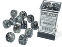 Dice: Chessex - Borealis, Luminary - 16mm D6 (x12) - Light Smoke/silver