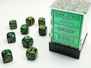 Dice: Chessex - Scarab - 12mm D6 (x36) - Jade/gold
