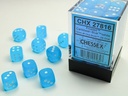 Dice: Chessex - Frosted - 12mm D6 (x36) - Caribbean Blue/white