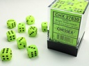 Dice: Chessex - Vortex - 12mm D6 (x36) - Bright Green/black