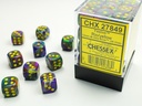 Dice: Chessex - Festive - 12mm D6 (x36) - Rio/yellow
