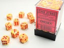 Dice: Chessex - Festive - 12mm D6 (x36) - Sunburst/red
