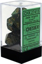 Dice: Chessex - Scarab - Poly Set (x7) - Jade/Gold