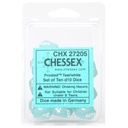 Dice: Chessex - Frosted - Poly D10, Teal/White [x10] 