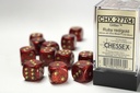 Dice: Chessex - Glitter - 16mm D6 (x12) - Ruby/gold